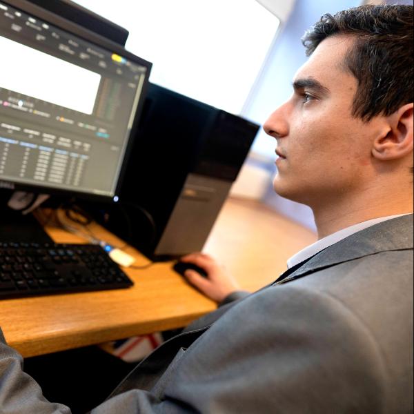 Man looking at computer screen